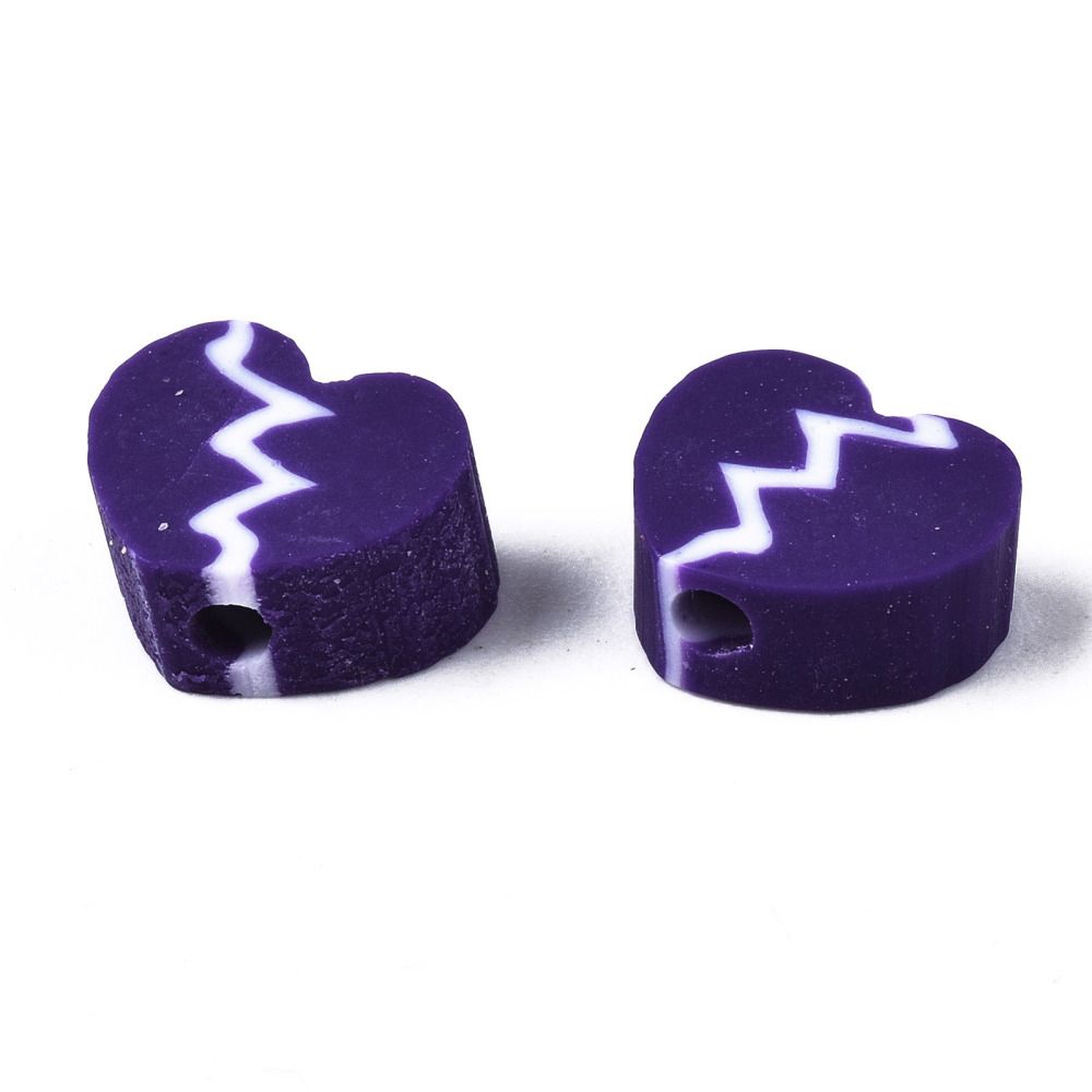 Polymerlerpärlor, Hjärtan, Indigo, 50 Stycken