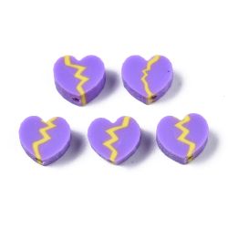 Polymerlerpärlor, Hjärtan, Lilac, 50 Stycken