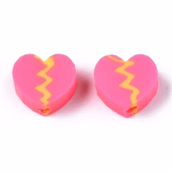 Polymerlerpärlor, Hjärtan, Hot Pink, 50 Stycken
