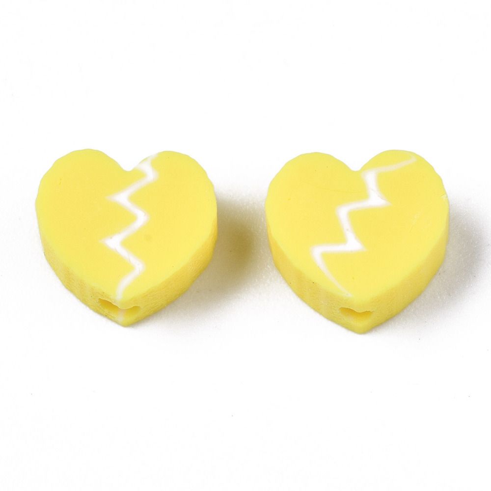 Polymerlerpärlor, Hjärtan, Yellow, 50 Stycken