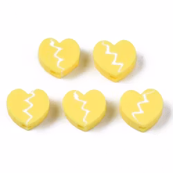 Polymerlerpärlor, Hjärtan, Yellow, 50 Stycken