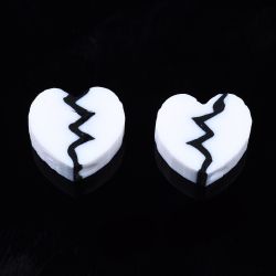 Polymerlerpärlor, Hjärtan, White, 50 Stycken