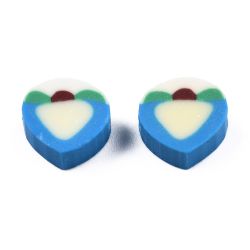 Polymerlerpärlor, Persika/Peach, Deep Sky Blue, 50 st