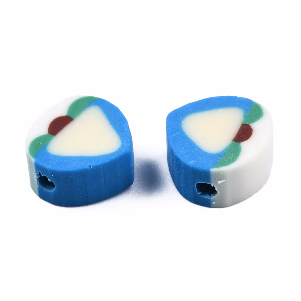Polymerlerpärlor, Persika/Peach, Deep Sky Blue, 50 st