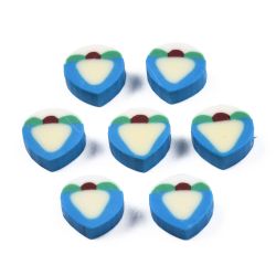 Polymerlerpärlor, Persika/Peach, Deep Sky Blue, 50 st
