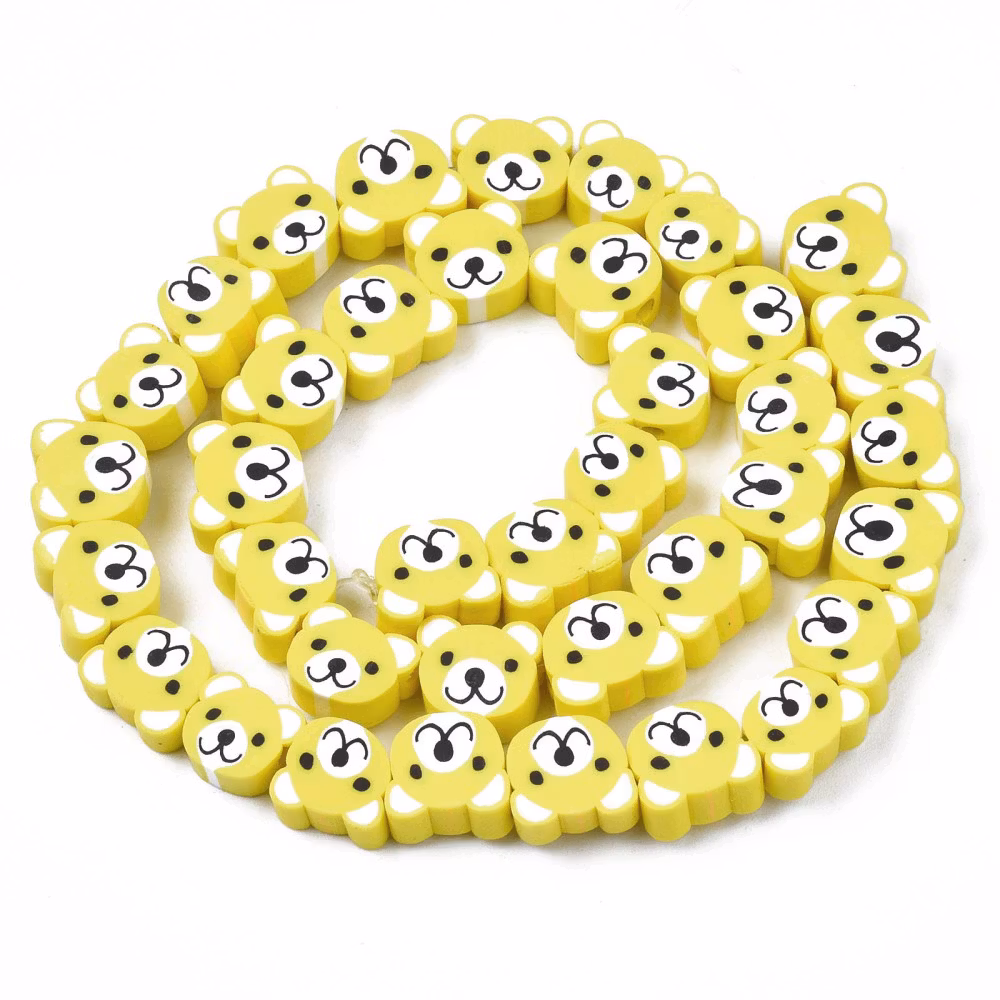 Polymerlerpärlor, Björn, Yellow, 37-40 st