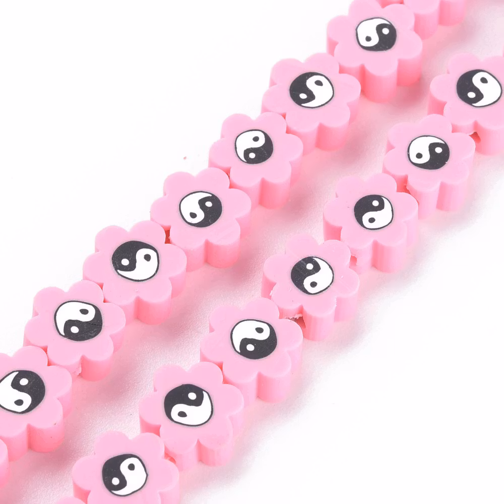 Polymerlerpärlor, Flower, Yin Yang, Pearl Pink, Ca: 40 st