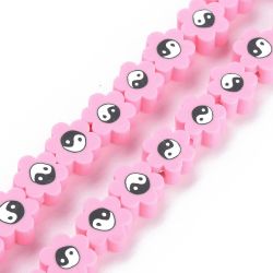 Polymerlerpärlor, Flower, Yin Yang, Pearl Pink, Ca: 40 st