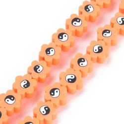 Polymerlerpärlor, Flower, Yin Yang, Light Salmon, Ca: 40 st