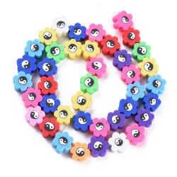 Polymerlerpärlor, Flower, Yin Yang, Mixed Color, Ca: 40 st