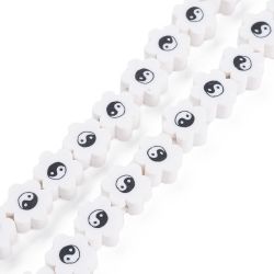 Polymerlerpärlor, Flower, Yin Yang, White, Ca: 40 st