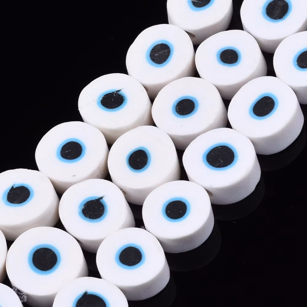 Polymerlerpärlor, Evil Eye, White, Ca: 40 st