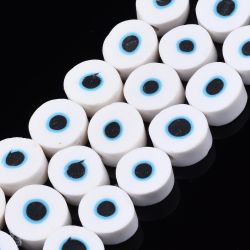 Polymerlerpärlor, Evil Eye, White, Ca: 40 st