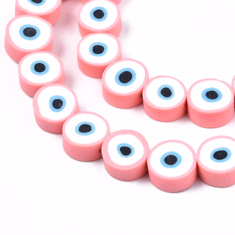 Polymerlerpärlor, Evil Eye, Pink, Ca: 40 st