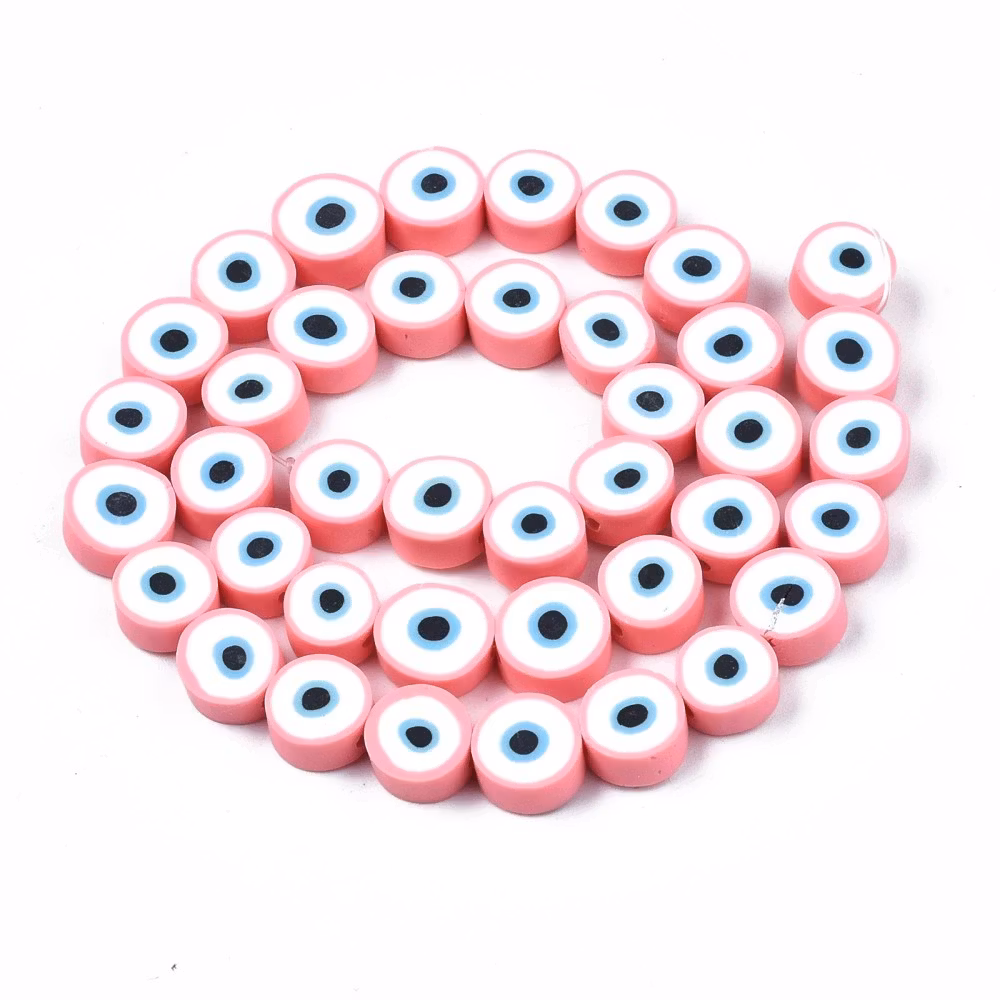 Polymerlerpärlor, Evil Eye, Pink, Ca: 40 st