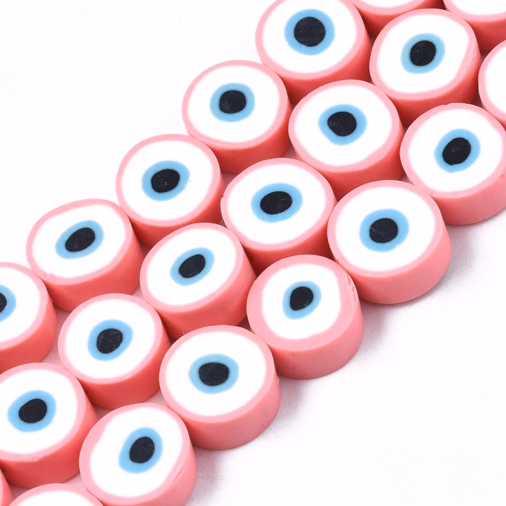Polymerlerpärlor, Evil Eye, Pink, Ca: 40 st