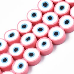Polymerlerpärlor, Evil Eye, Pink, Ca: 40 st