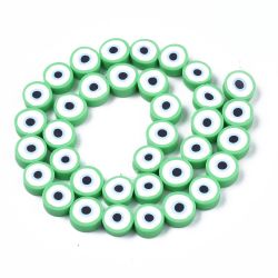 Polymerlerpärlor, Evil Eye, Light Green, Ca: 40 st