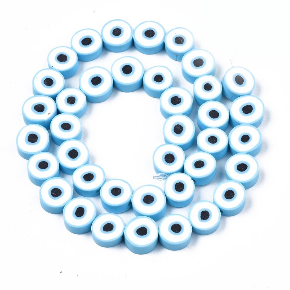 Polymerlerpärlor, Evil Eye, Light Blue, Ca: 40 st