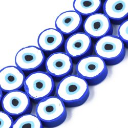 Polymerlerpärlor, Evil Eye, Medium Blue, Ca: 40 st