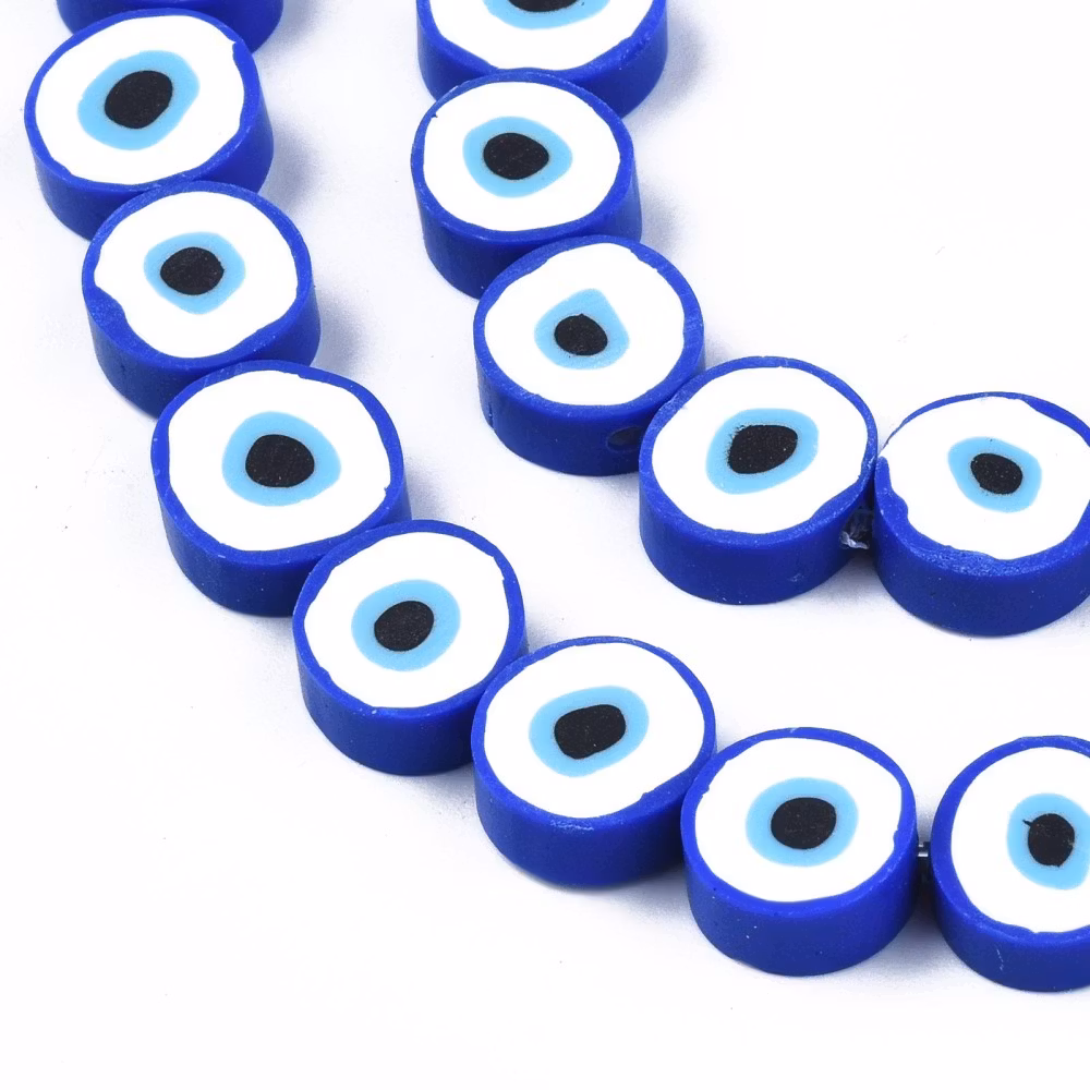 Polymerlerpärlor, Evil Eye, Medium Blue, Ca: 40 st