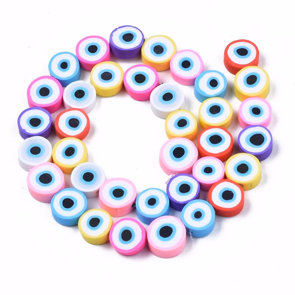 Polymerlerpärlor, Evil Eye, Mixed Color, Ca: 40 st