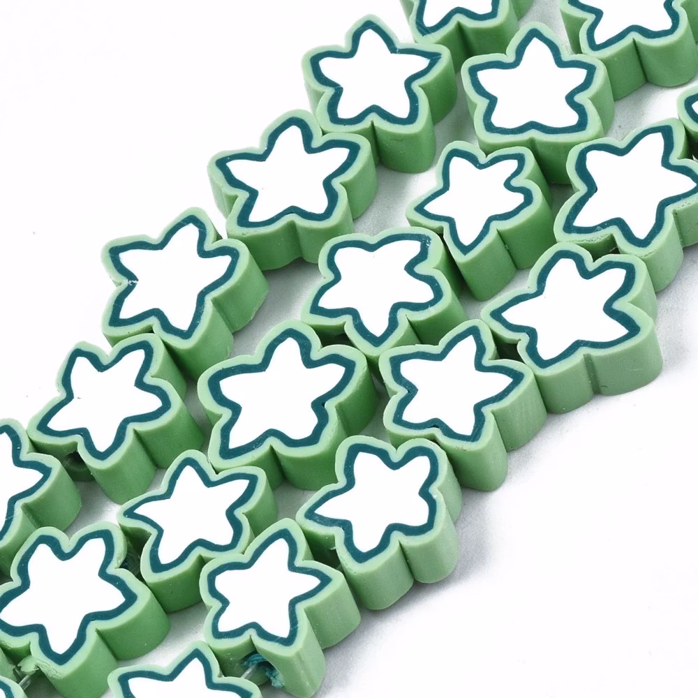 Polymerlerpärlor, Stjärna, Light Green, Ca: 40 st