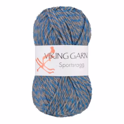 Garn Sportsragg, 50g, Grå/blå, 570