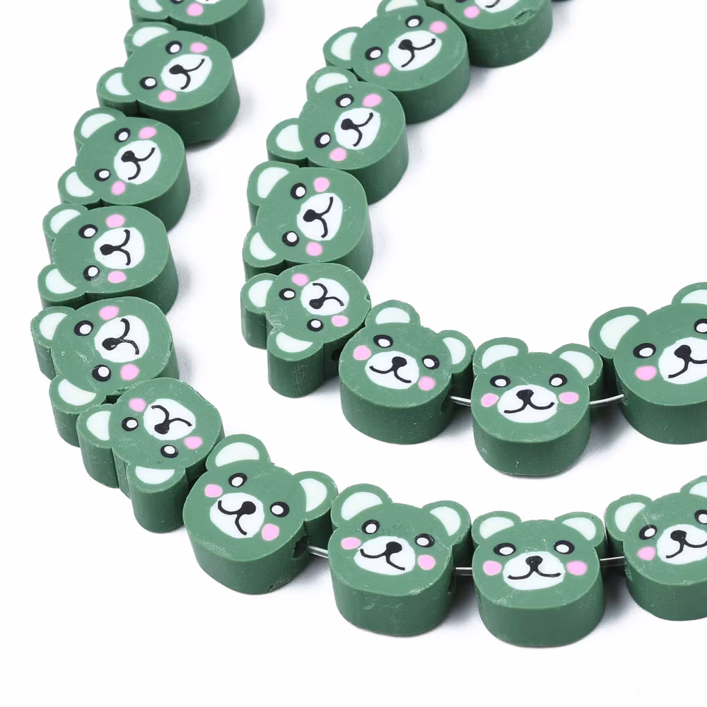 Polymerlerpärlor, Björn, Sea Green, 40st