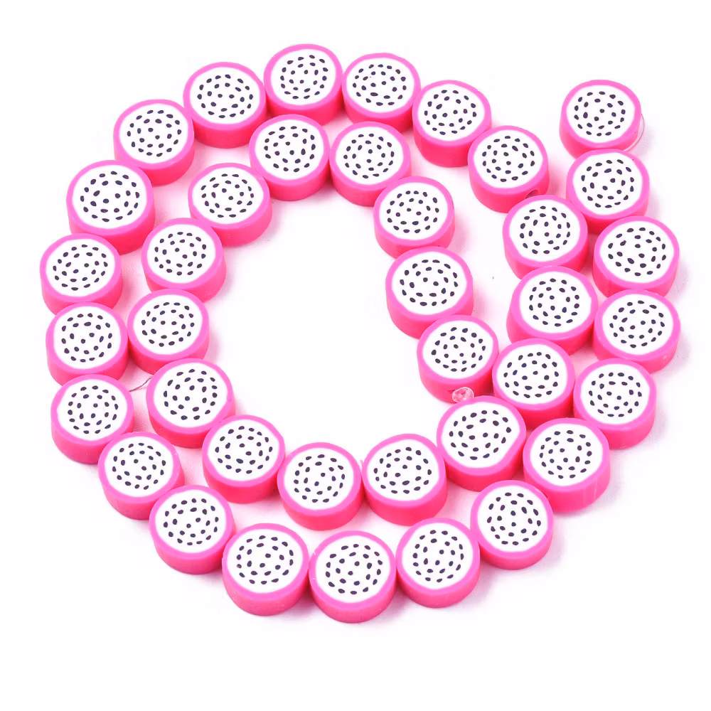 Polymerlerpärlor, Drakfrukt, Deep Pink, 38-40st