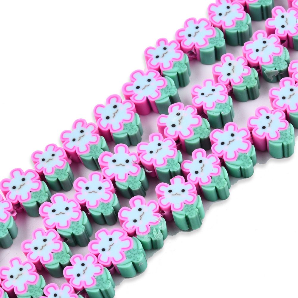 Polymerlerpärlor, Blomma med ansikte, 40st