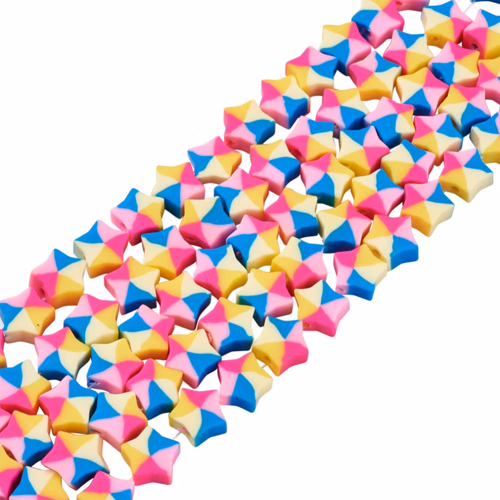 Polymerlerpärlor, Stjärna, Colorful, 40st