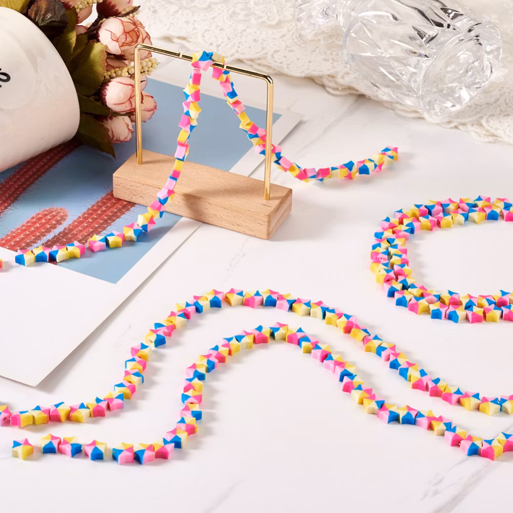 Polymerlerpärlor, Stjärna, Colorful, 40st