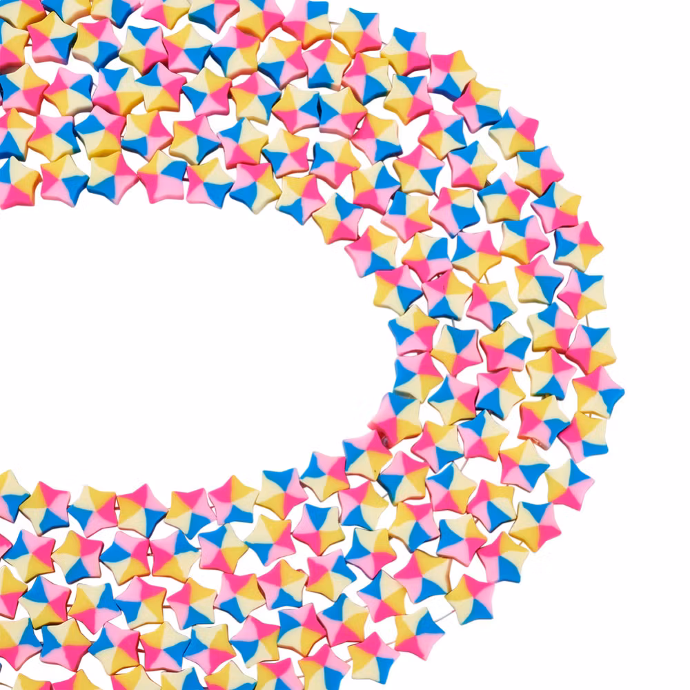 Polymerlerpärlor, Stjärna, Colorful, 40st