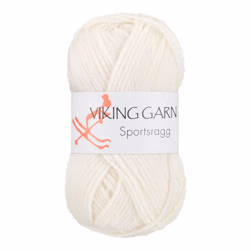 Garn Sportsragg, 50g, Vit, 500
