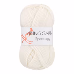 Garn Sportsragg, 50g, Vit, 500