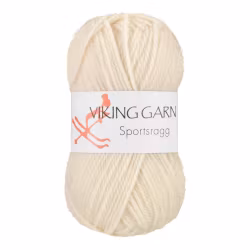 Garn Sportsragg, 50g, Natur Vit, 502