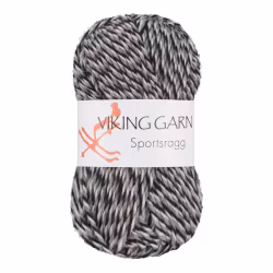 Garn Sportsragg, 50g, Grå/Svart/Vit, 580