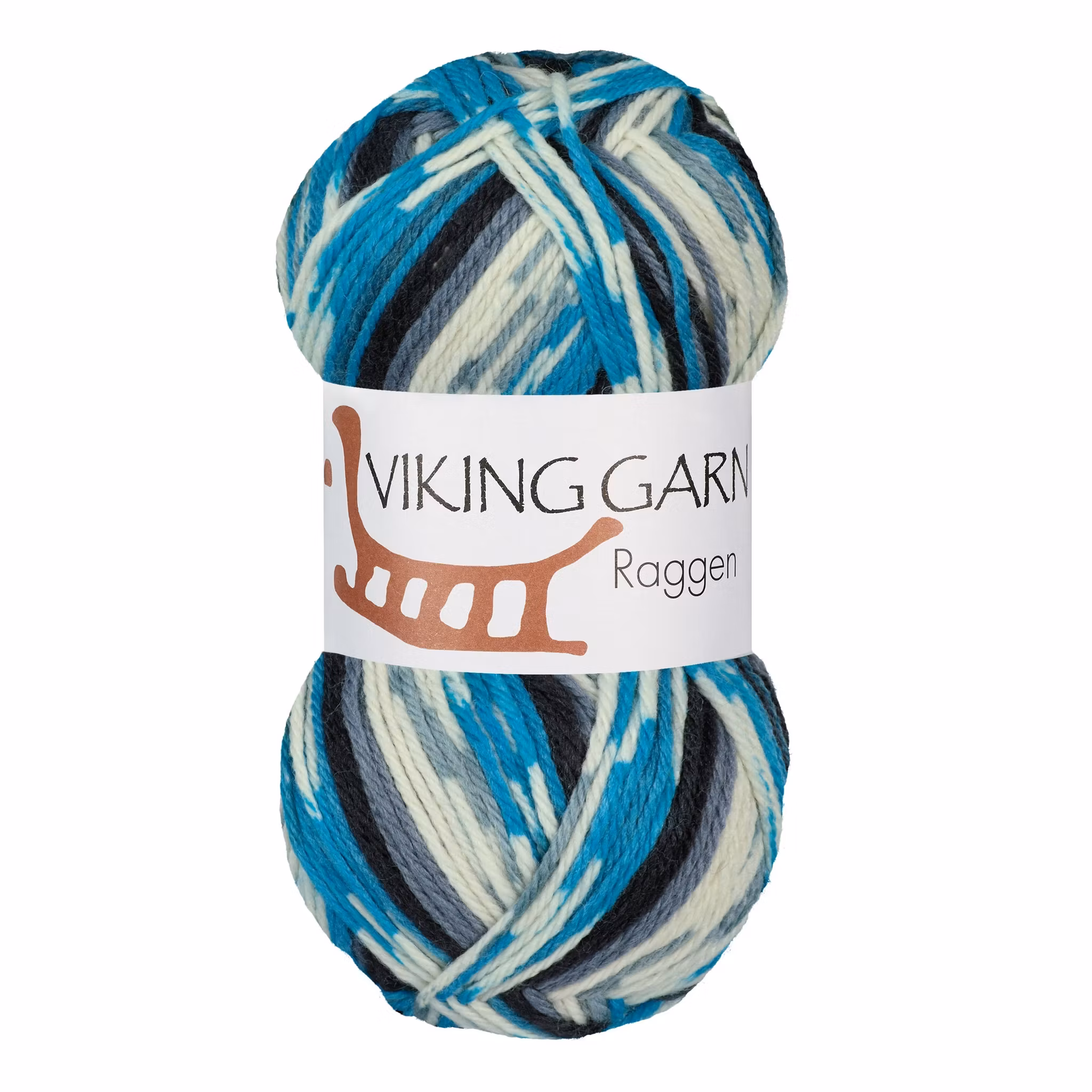 Garn Raggen, 150g, Multi Turkos/Vit, 723