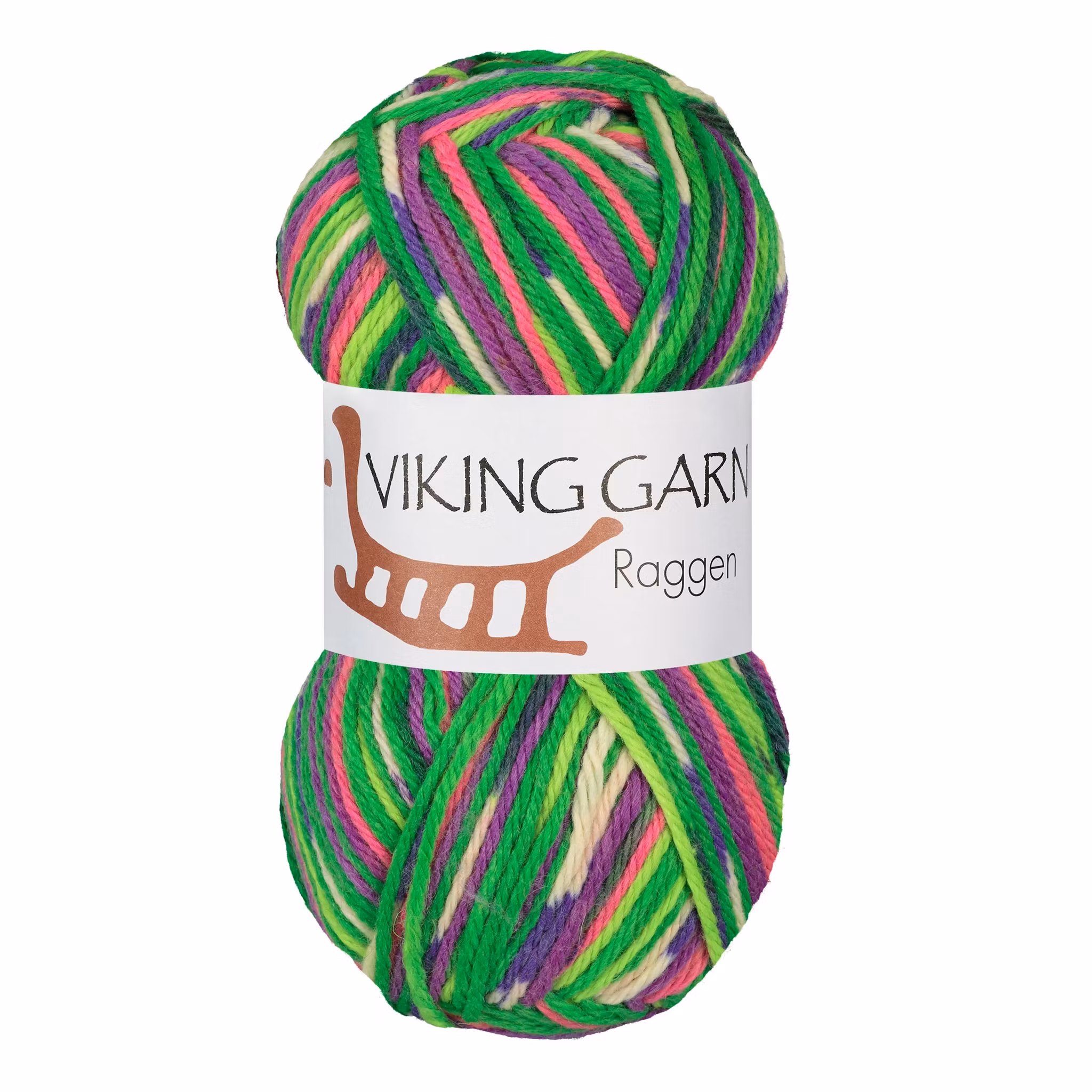 Garn Raggen, 150g, Multi Grön/Rosa, 739