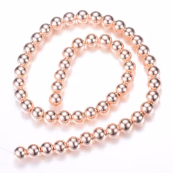 Syntetisk Hematit, Roseguldpläterad, 2mm
