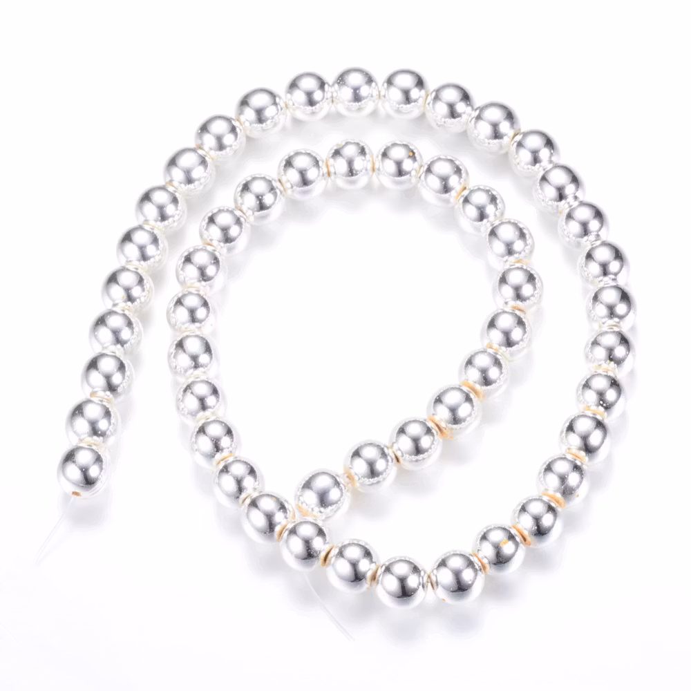 Syntetisk Hematit, Silverpläterad, 2mm