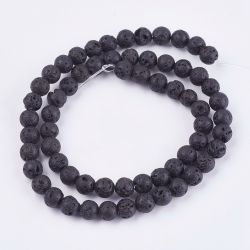 Natural Lava Rock Beads, 6,5mm, Ca 63 st