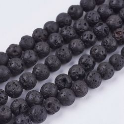 Natural Lava Rock Beads, 6,5mm, Ca 63 st