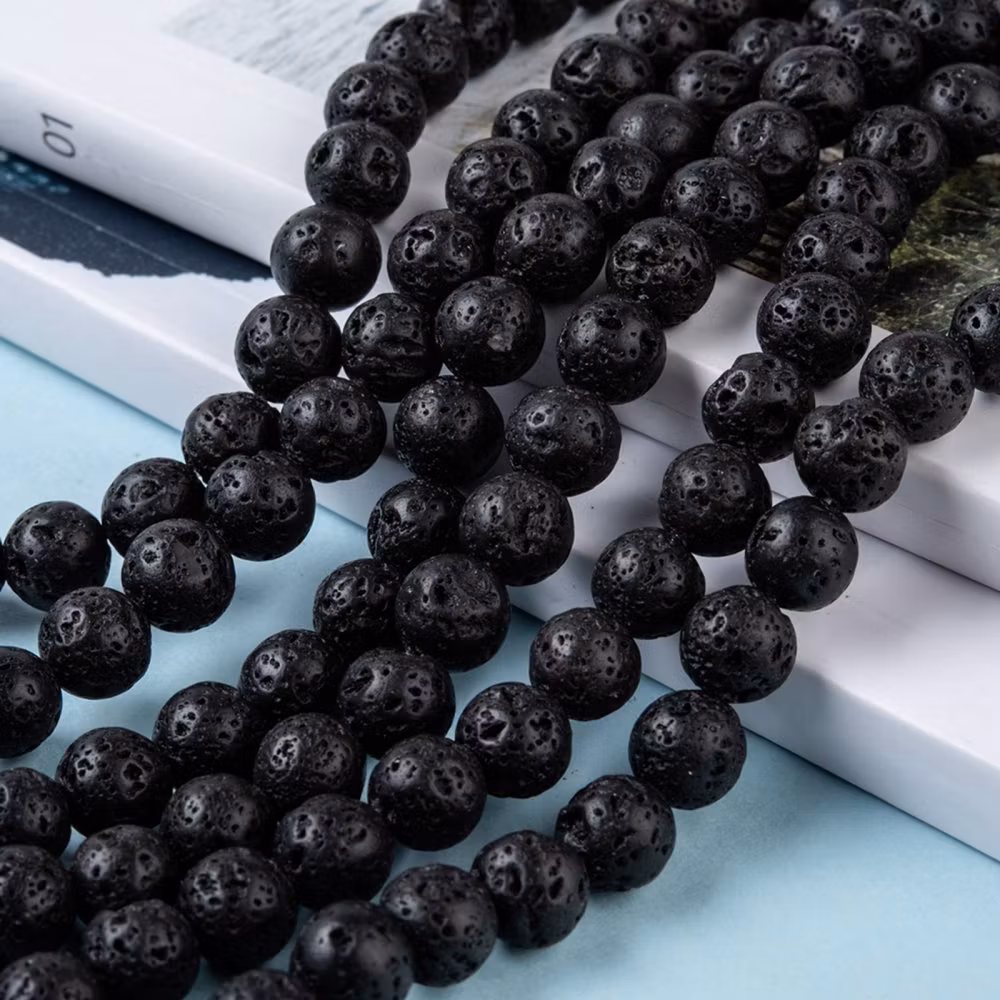 Natural Lava Rock Beads, 8mm, Ca 50 st