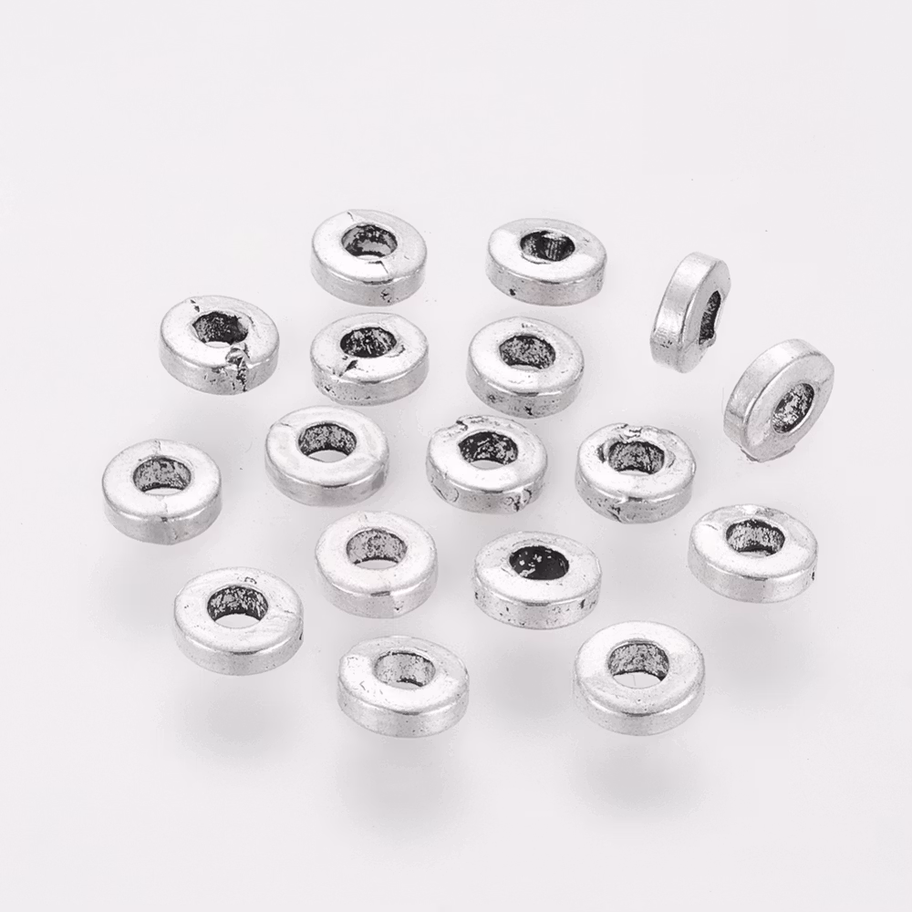 Mellandel Rund, 6x2mm, 50st, Antik Silver