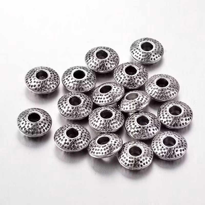 Mellandel, Platt Rund, 8x3mm, 50st, Antique Silver