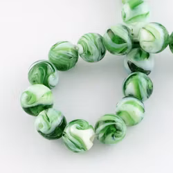 Lampwork, Glaspärlor, 14mm, Lime Green, 10st