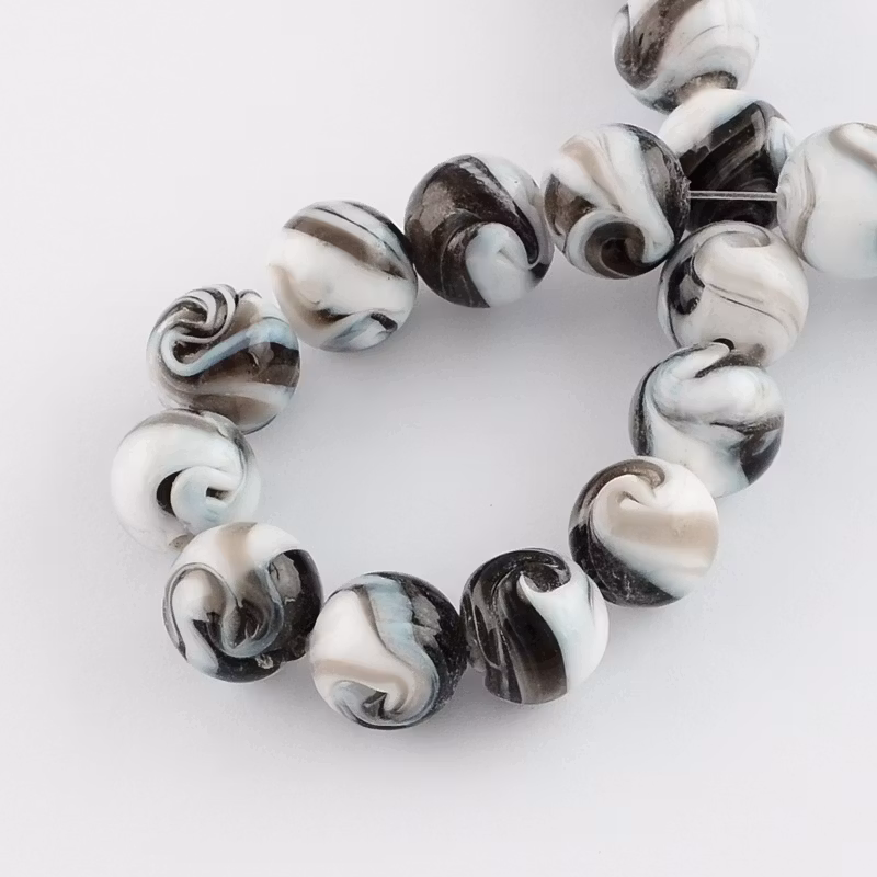 Lampwork, Glaspärlor, 14mm, Coconut Brown, 10st