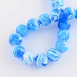 Lampwork, Glaspärlor, 14mm, Deep Sky Blue, 10st